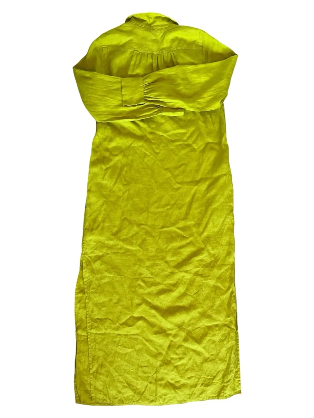 J Crew Bungalow Maxi Popover Linen Dress In Chartreuse Coastal Beach Size XS